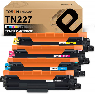 TESEN Brother TN223 TN227 【with New Chips】 Remanufactured Toner Cartridge (4 Colors)